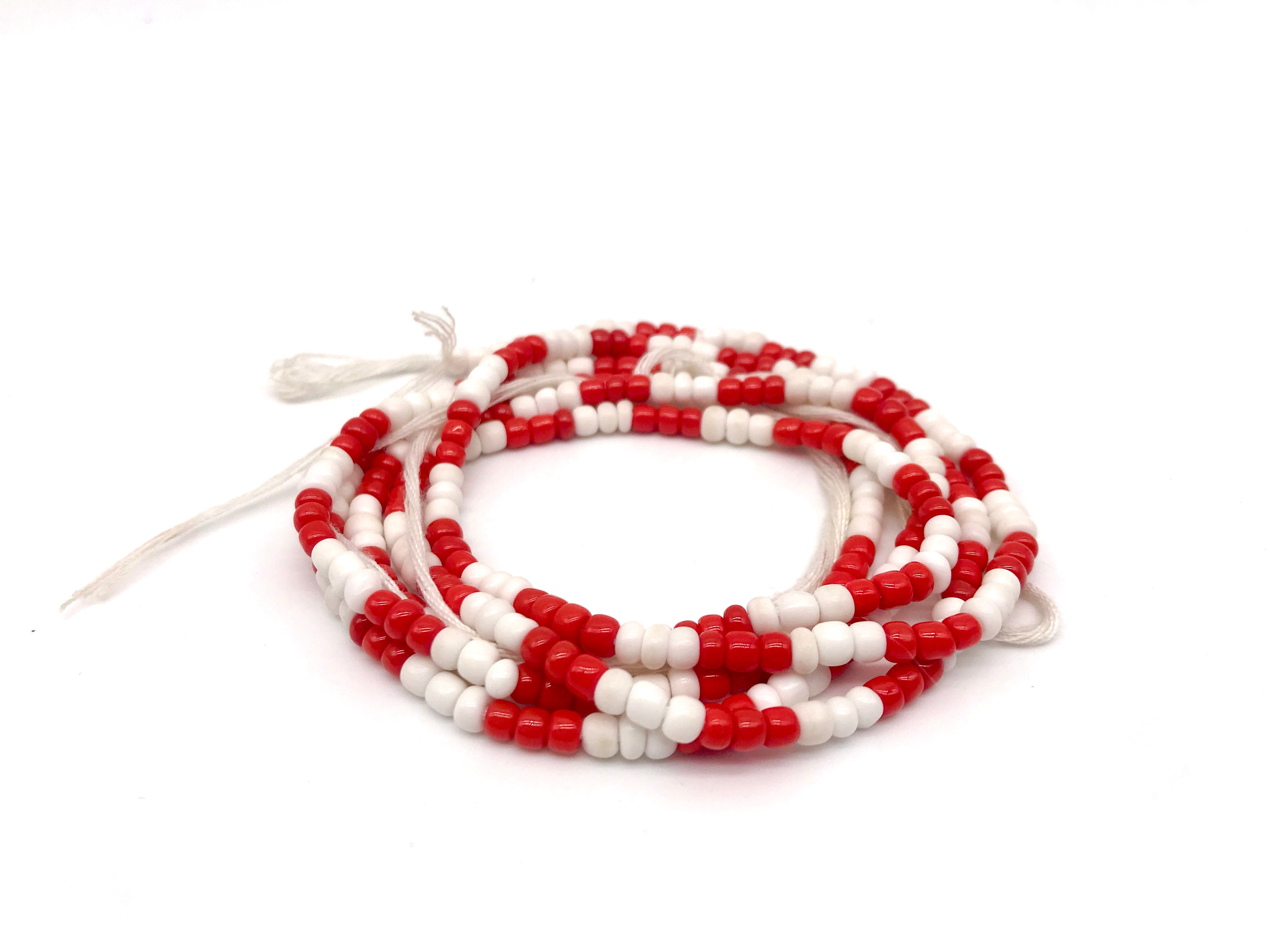 White/Red Waist Bead for Women Waist Beads Large Seed Beads