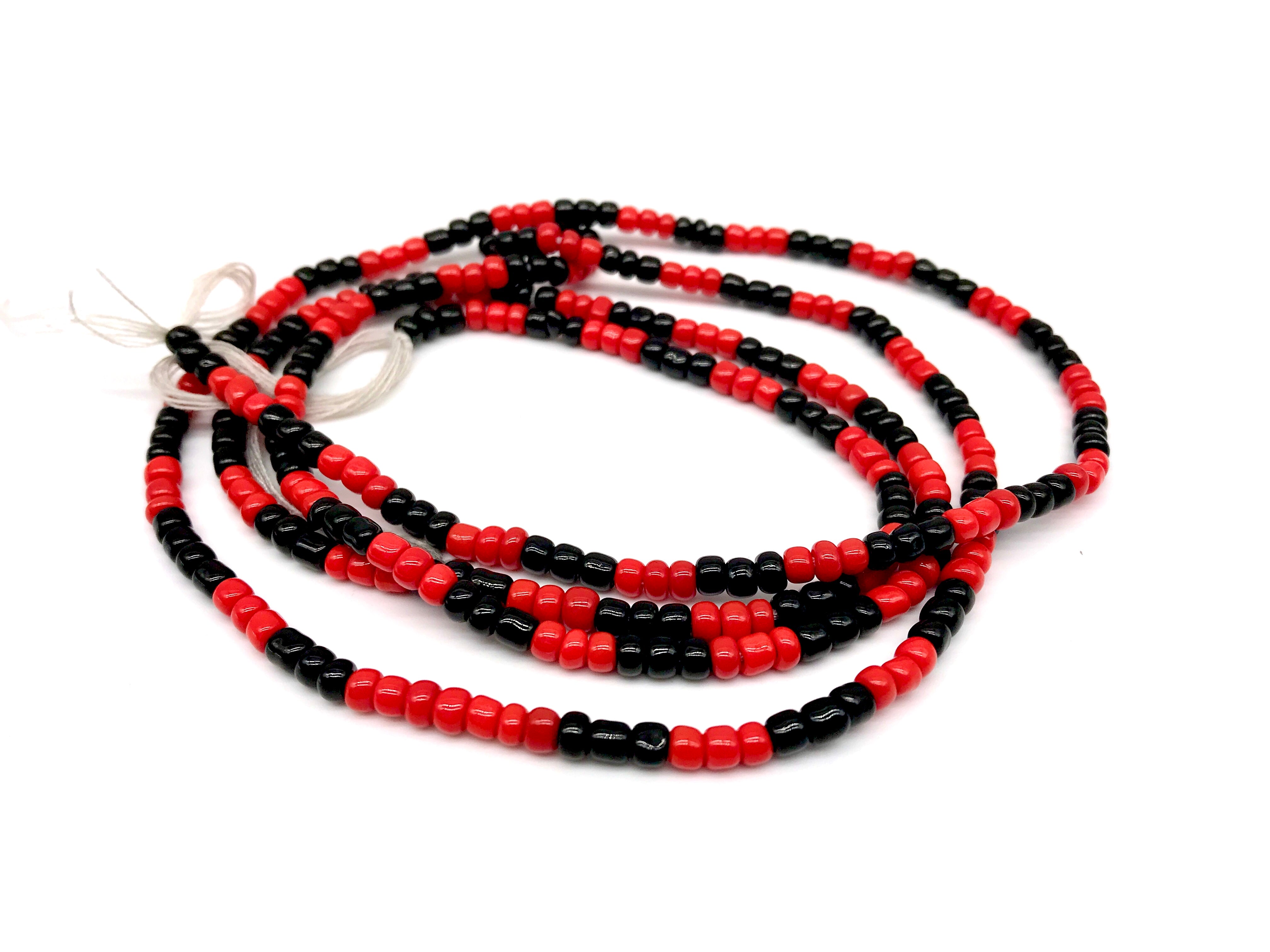 Red & Black Waist Bead for Women | Waist Beads | Large Seed Beads |  Afrocentric | Cloth & Cord
