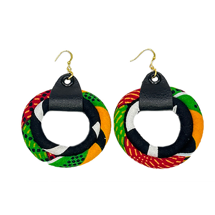 Earring Fab discount - African Kente Print Teardrop and Oval Wrapped Hoops