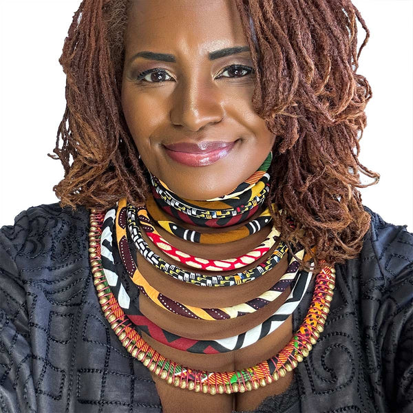Gold African Print Bib Necklace & Choker Set | Women | African Wax