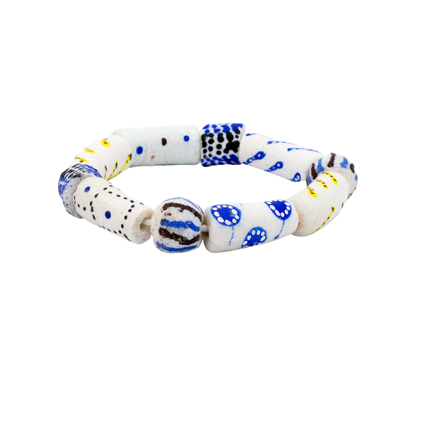 African Trade Bead Bracelets , Krobo Beads Bracelets, Amber B